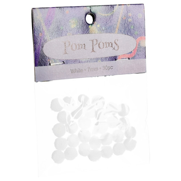 PA Essentials Pom Pom 7mm White 30pc