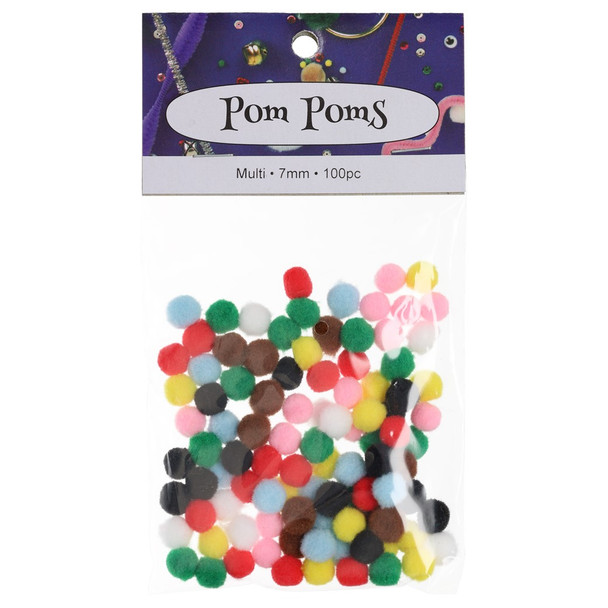 PA Essentials Pom Pom 7mm Multi 100pc