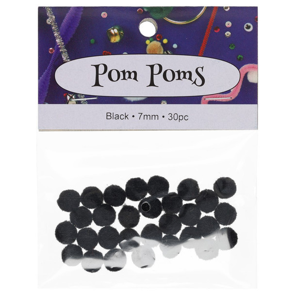 PA Essentials Pom Pom 7mm Black 30pc