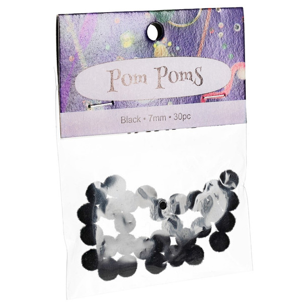 PA Essentials Pom Pom 7mm Black 30pc