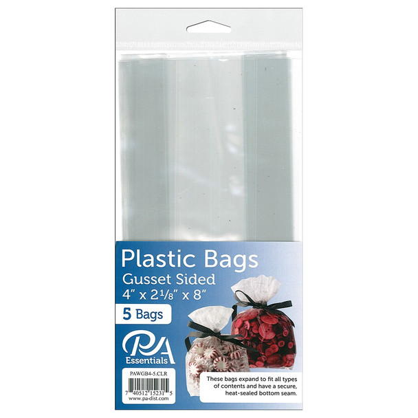 PA Essentials Bag Gusset 4 inch x 2.13 inch x 8 inch Clear 5pc
