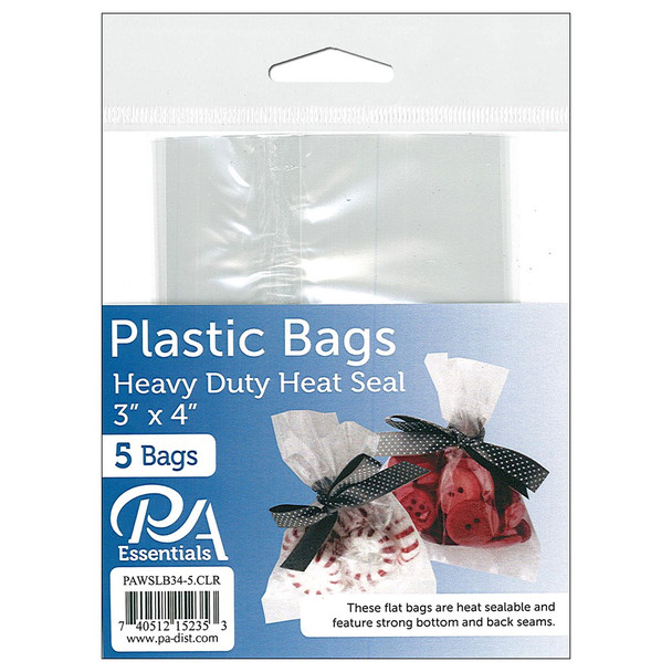 PA Essentials Bag Heavy Duty Heat Seal 3 inch x 4 inch Clear 5pc