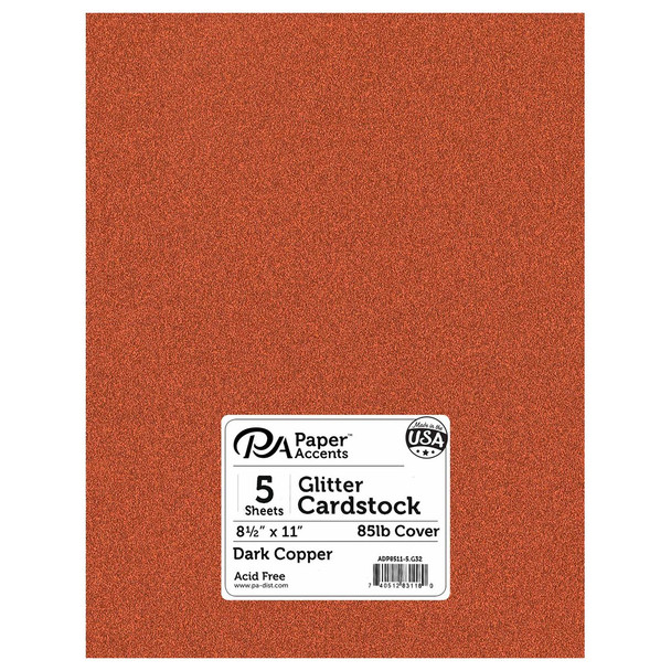 Paper Accents Glitter Cardstock 8.5 inch x 11 inch 85lb Dark Copper 5pc