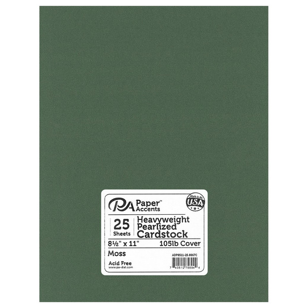 Paper Accents Cardstock 8.5 inch x 11 inch Pearlized 105lb Moss 25pc