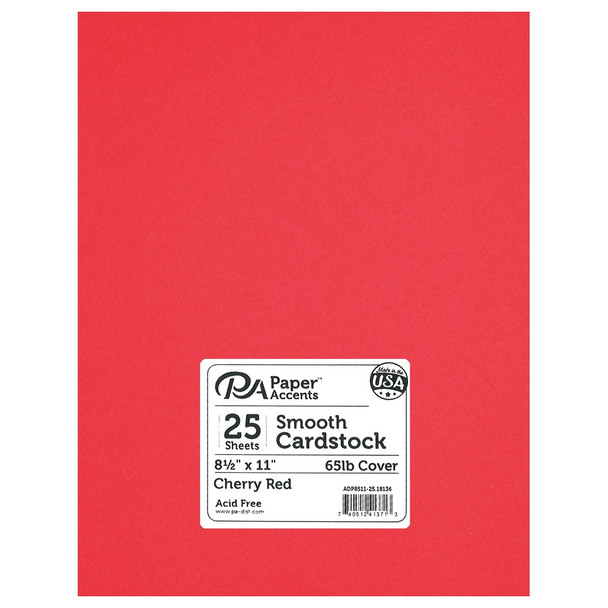 Paper Accents Cardstock 8.5 inch x 11 inch Smooth 65lb Cherry Red 25pc