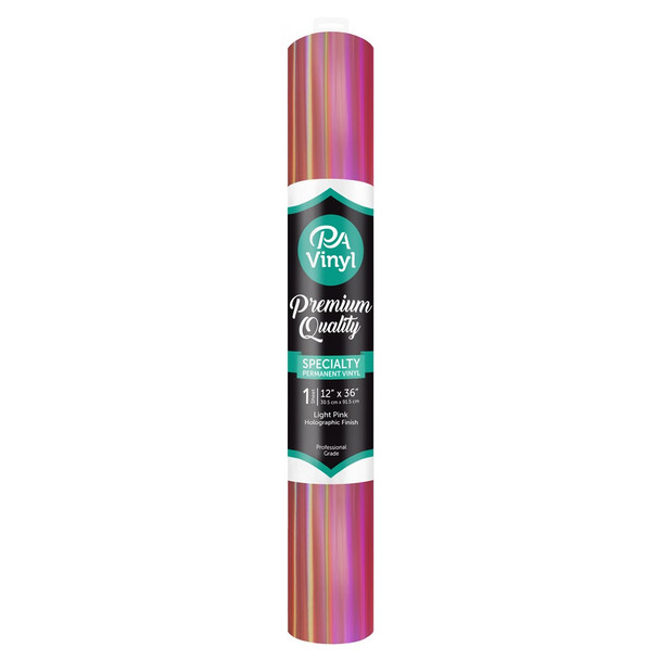 PA Vinyl Permanent Roll 12 inch x 36 inch Holographic Light Pink