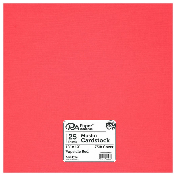 Paper Accents Cardstock 12 inch x 12 inch Muslin 73lb Popsicle Red 25pc