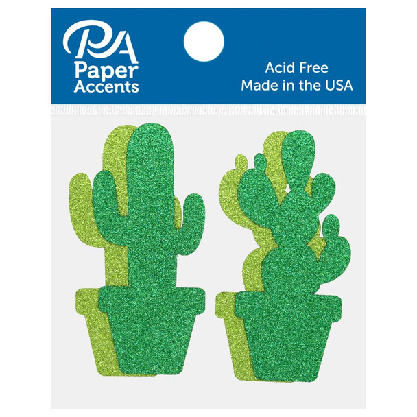 Paper Accents Glitter Cardstock Shape Cactus Olive Green Green 8pc