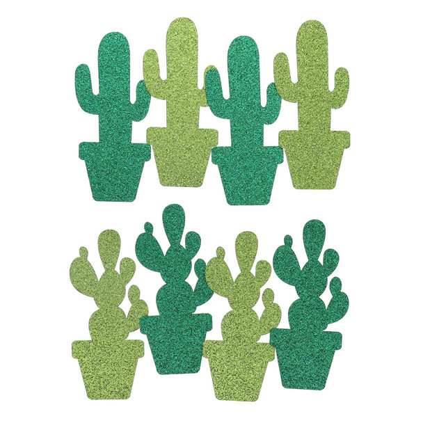 Paper Accents Glitter Cardstock Shape Cactus Olive Green Green 8pc