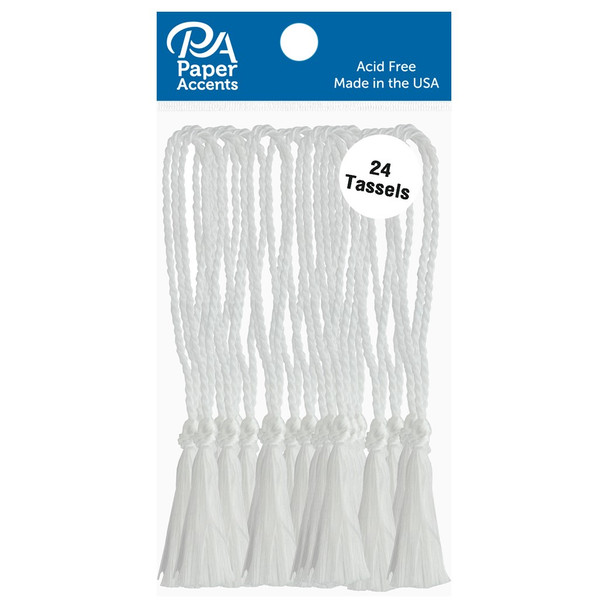 Paper Accents Tassels 24pc White