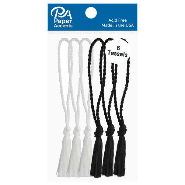 Paper Accents Tassels 6pc Black and White