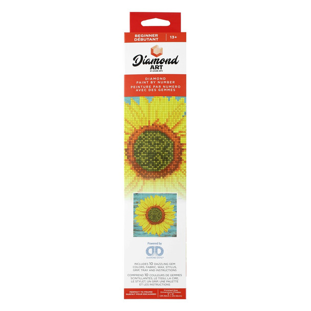 Diamond Art Kit Beginner 8 inch x 8 inch Sunflower