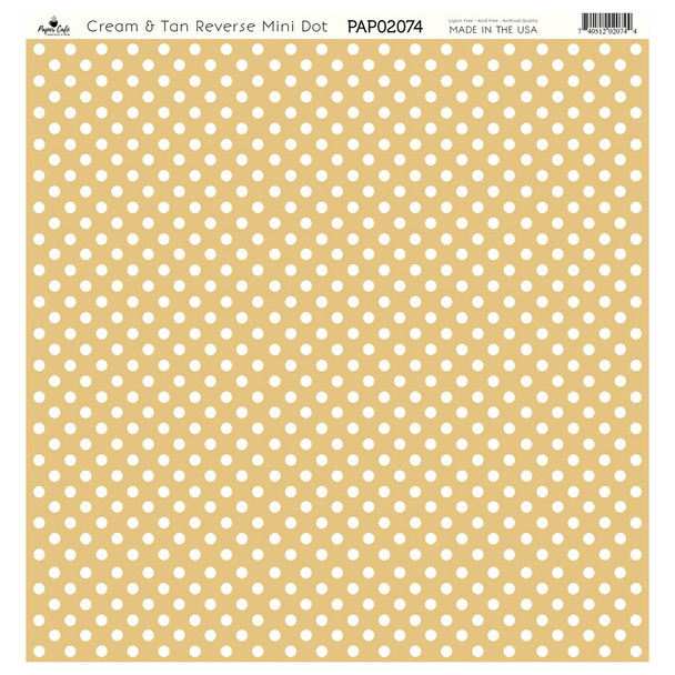 Paper Cafe Cardstock 12 inch x 12 inch Cream Tan Reverse Mini Dot 15pc