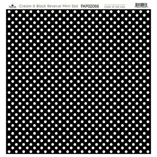 Paper Cafe Cardstock 12 inch x 12 inch Cream and Black Reverse Mini Dot 15pc