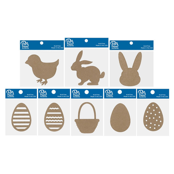 Paper Accents Chip Shape Egg Striped Natural 8pc