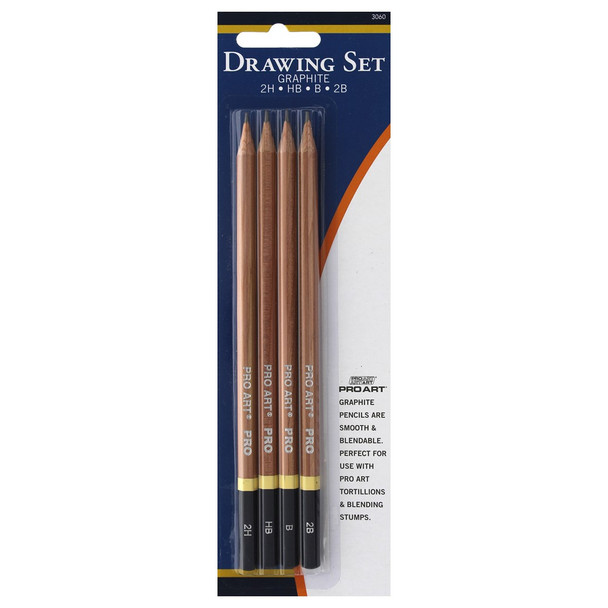 Pro Art Pencils Graphite Drawing Set 4pc Carded