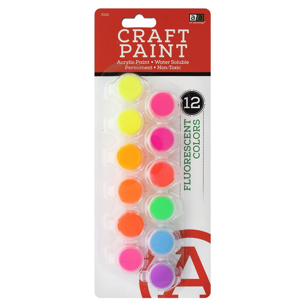 Art Advantage Acrylic Paint Pot Fluorescent 12pc