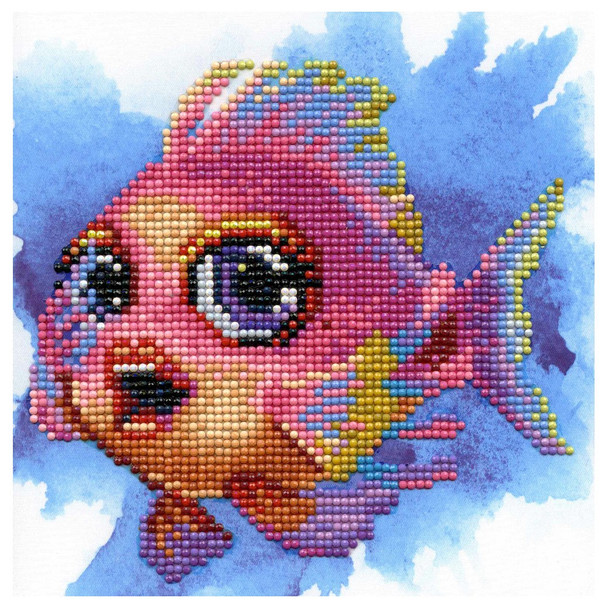 Diamond Art Kit Beginner 8 inch x 8 inch Flirty Fish