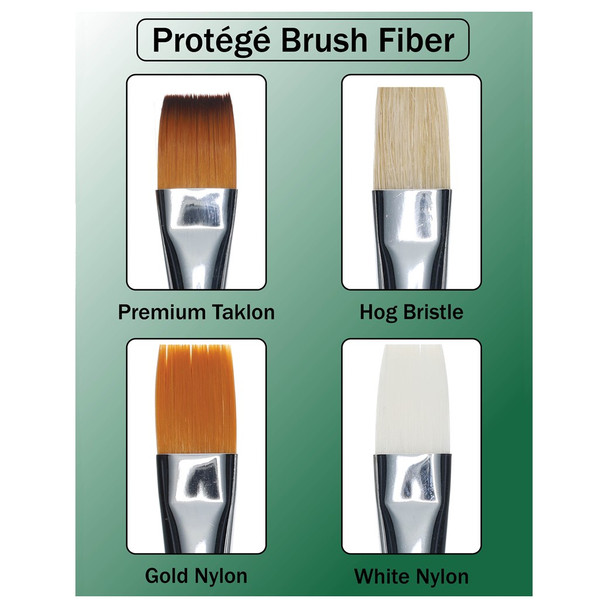 Protege Brush Gold Nylon Short Handle 5pc FlatFilbertAngularDaggerRound