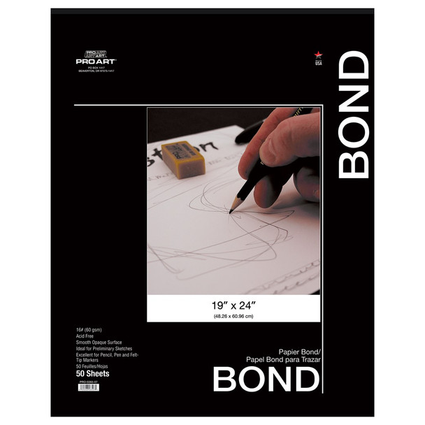 Pro Art Bond Pad 19 inch x 24 inch 16lb Acid Free 50pc