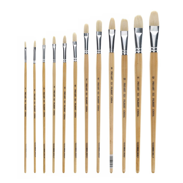 Pro Art Brush Hog Bristle White Bristle Filbert 11