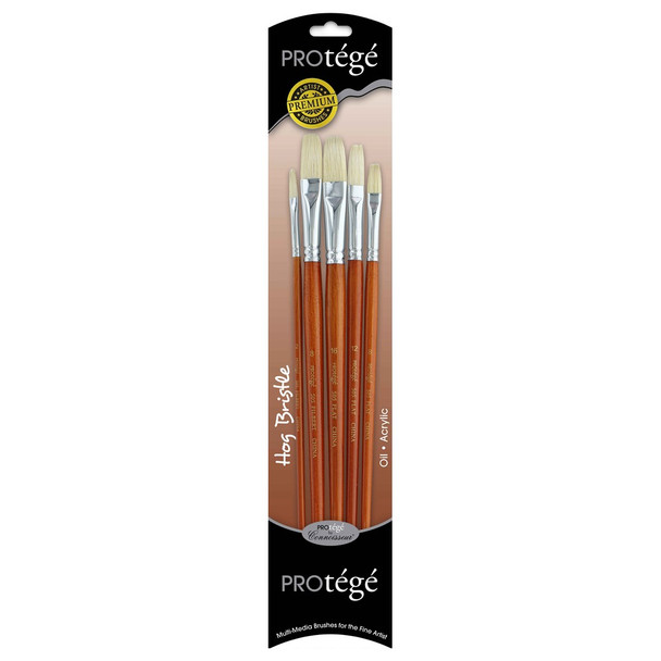 Protege Brush Hog Bristle Long Handle 5 piece FlatFilbert