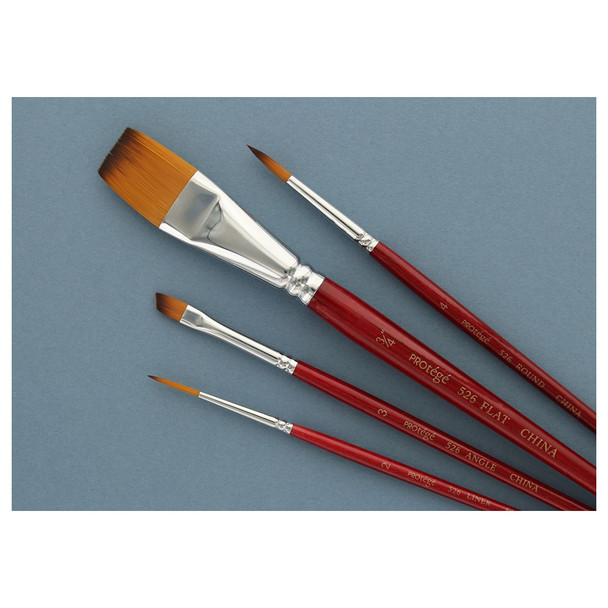 Protege Brush Gold Nylon Short Handle Taklon 4pc FlatRoundLinerAngular