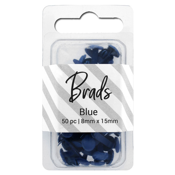 PA Essentials Brads 8mm x 15mm Solid Blue 50pc