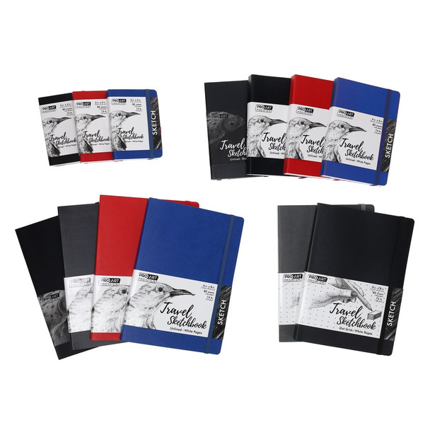Pro Art Premier Sketch Book Travel 8 inch x 6 inch Dot Grid 74lb Grey 80 Sheets