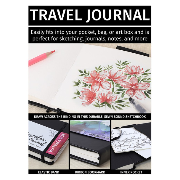 Pro Art Premier Watercolor Journal 7 inch x 10 inch Natural 140lb Cold Press 24 Sheets