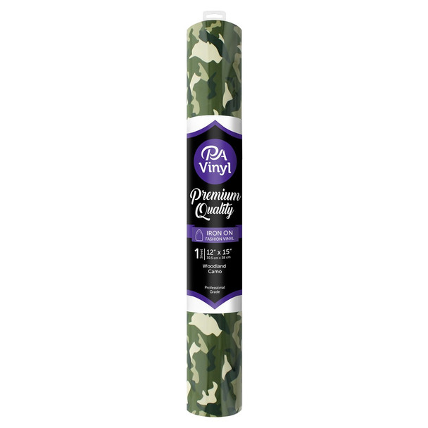 PA Vinyl Iron On Roll 12 inch x 15 inch Green Camo