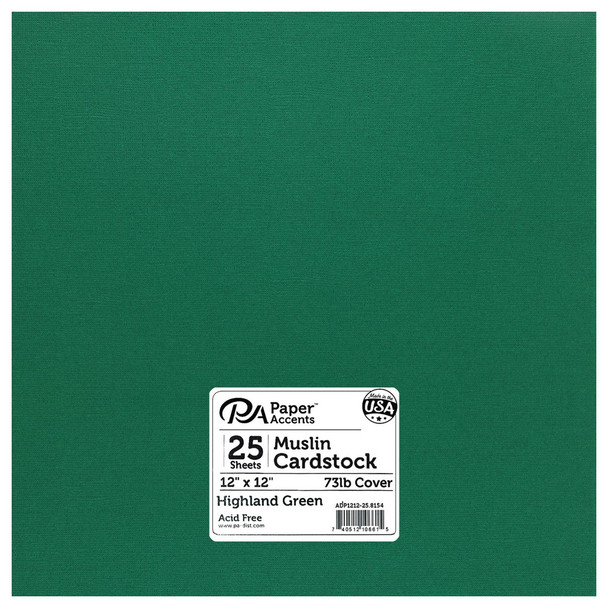 Paper Accents Cardstock 12 inch x 12 inch Textured 73lb Highland Green 25pc