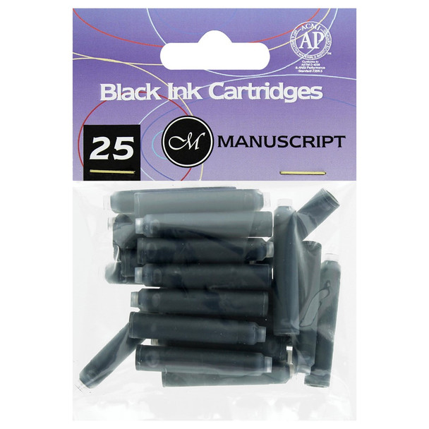 Manuscript Cartridge Pen Cartridges Black 25pc