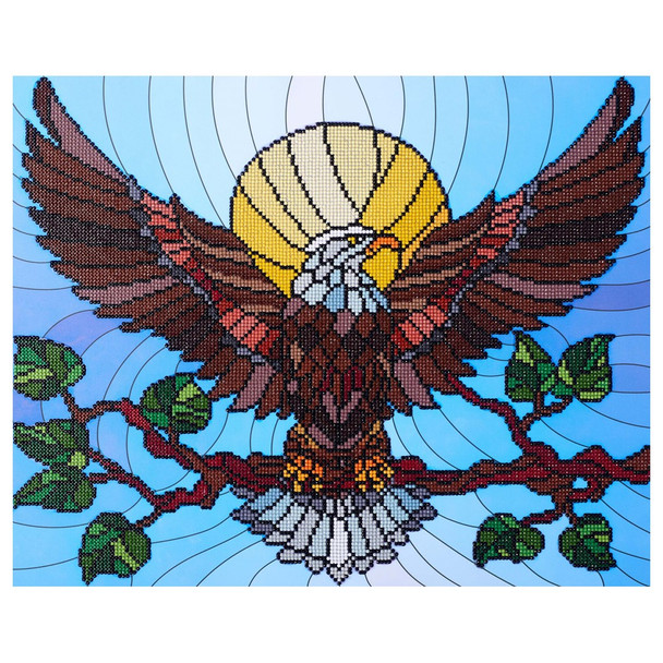 Diamond Art Kit Advanced 20 inch x 16 inch Stained Glass Eagle