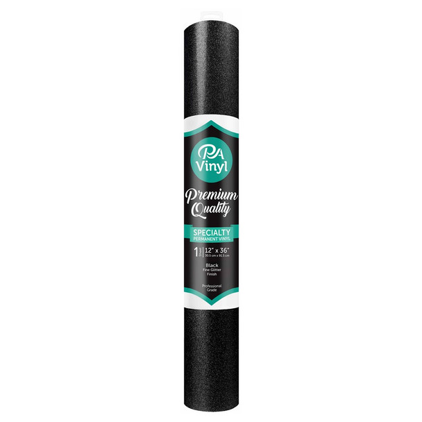 PA Vinyl Permanent Roll 12 inch x 36 inch Fine Glitter Black