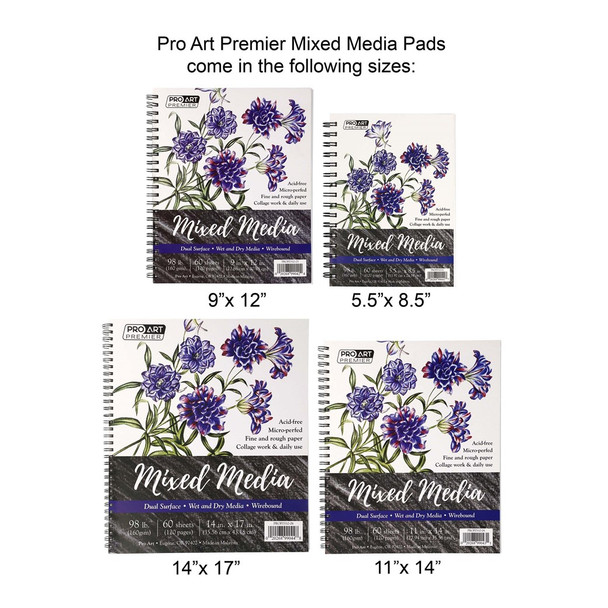 Pro Art Premier Mixed Media Pad 14 inch x 17 inch 98lb Wirebound 60 Sheets