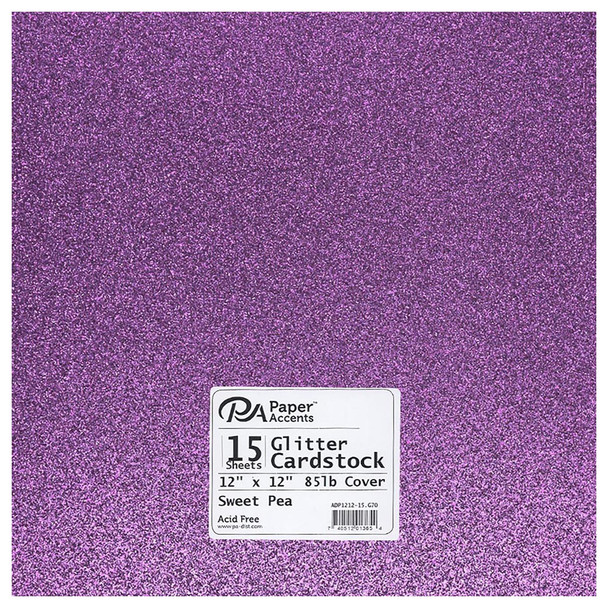 Paper Accents Glitter Cardstock 12 inch x 12 inch 85lb Sweet Pea 15pc