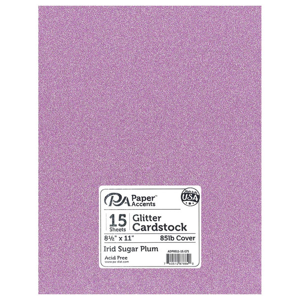 Paper Accents Glitter Cardstock 8.5 inch x 11 inch 85lb Iridescent Sugar Plum 15pc