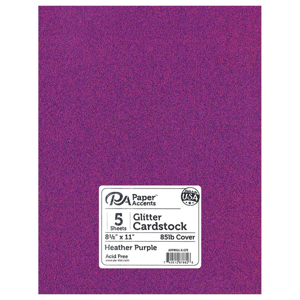 Paper Accents Glitter Cardstock 8.5 inch x 11 inch 85lb Heather Purple 5pc