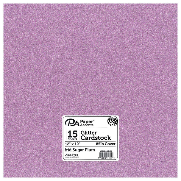 Paper Accents Glitter Cardstock 12 inch x 12 inch 85lb Iridescent Sugar Plum 15pc