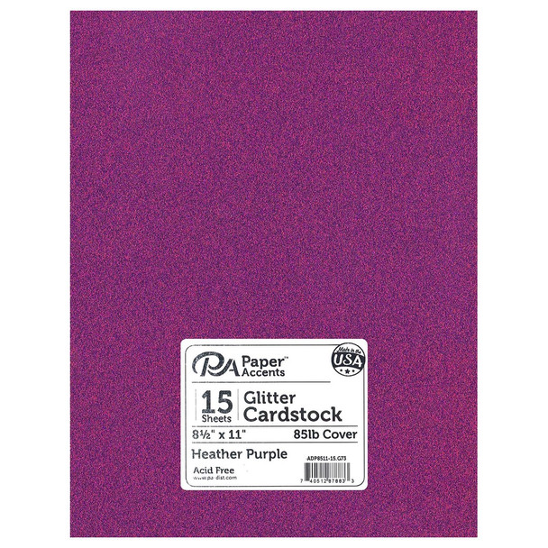 Paper Accents Glitter Cardstock 8.5 inch x 11 inch 85lb Heather Purple 15pc