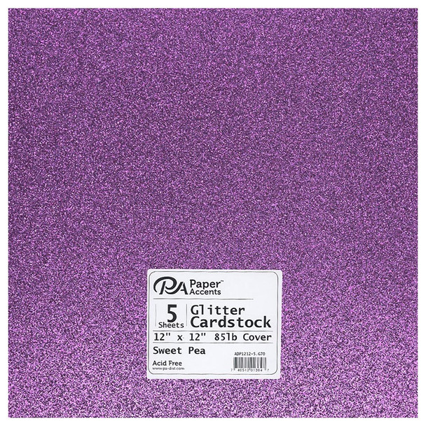 Paper Accents Glitter Cardstock 12 inch x 12 inch 85lb Sweet Pea 5pc