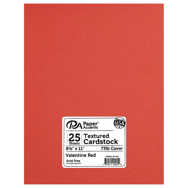 Paper Accents Cardstock 8.5 inch x 11 inch Textured 73lb Valentine Red 25pc