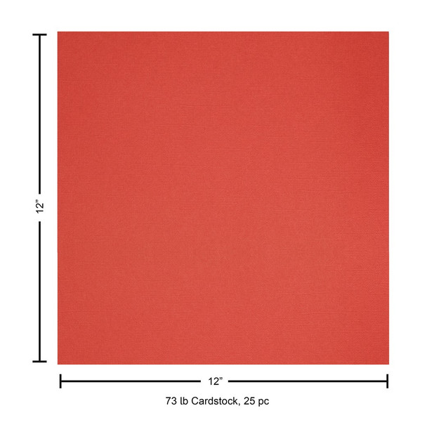 Paper Accents Cardstock 12 inch x 12 inch Textured 73lb Valentine Red 25pc