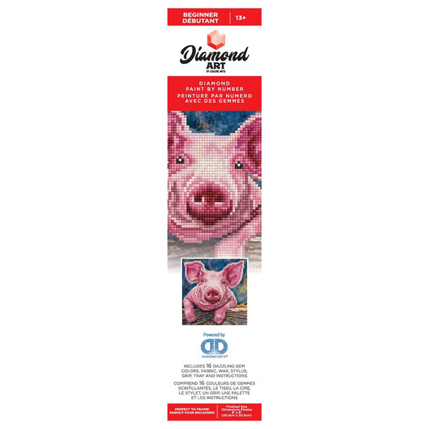 Diamond Art Kit Beginner 8 inch x 8 inch Piglet