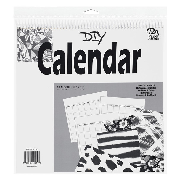 Paper Accents Calendar DIY 12 inch x 12 inch 14 Month Blank White