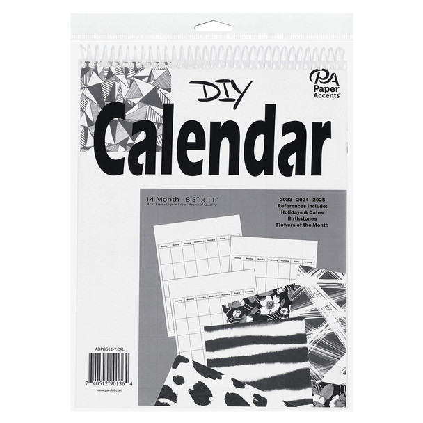 Paper Accents Calendar DIY 8.5 inch x 11 inch 14 Month Portrait Blank White