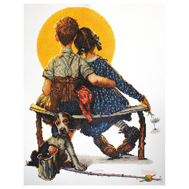 Camelot Dots Diamond Painting Kit Advanced Norman Rockwell Boy and Girl Gazing