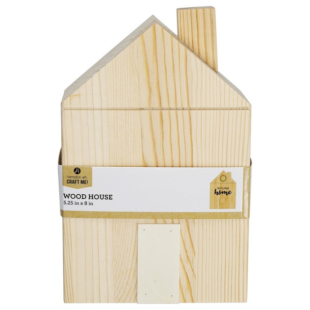 Hampton Art Wood House With Chimney Craft Me Natural 8 inch