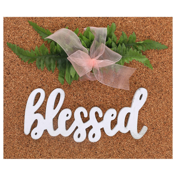 Hampton Art Wood Script Blessed White